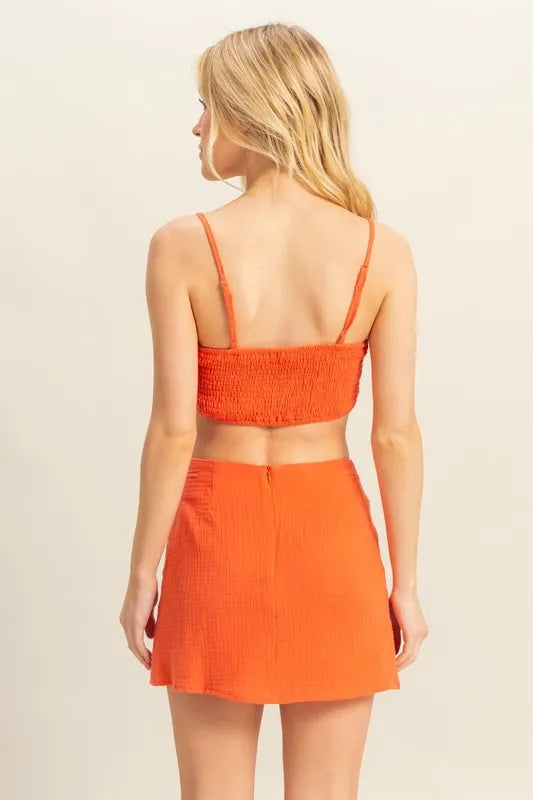 HYFVE Ruched Bra Top and Mini Skirt Set-2